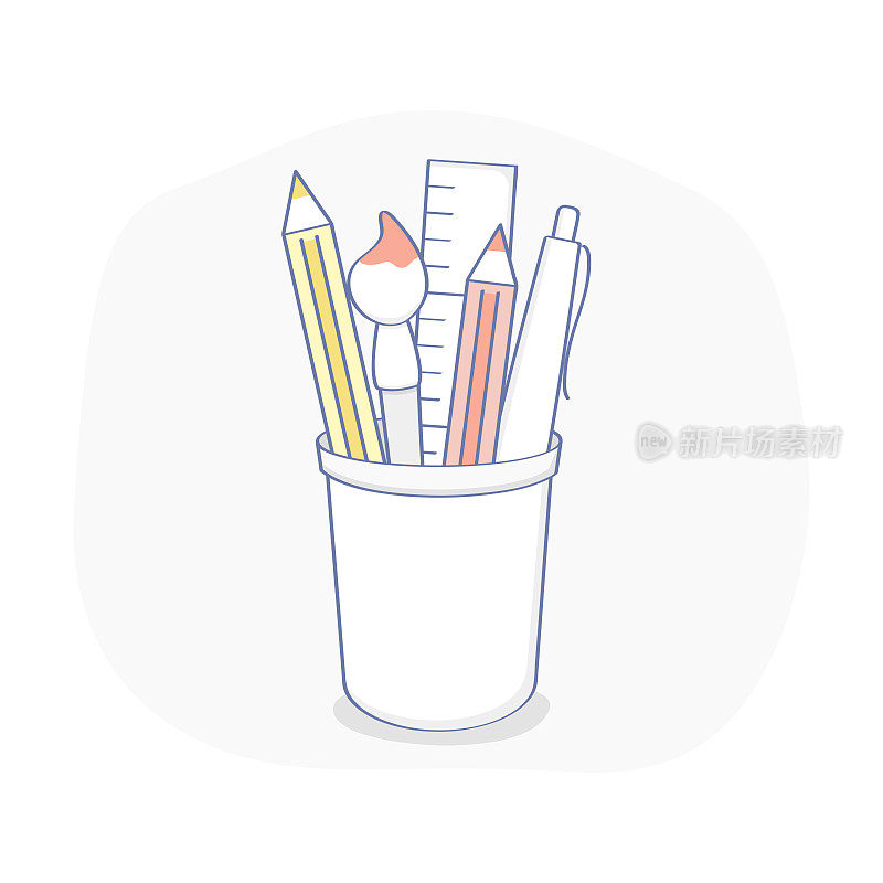 办公用品，holder cup for drawing, design or Office - Vector插图